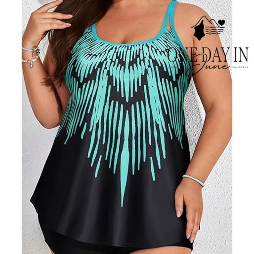 Hanna Nikole Plus Size Boyshort Tankini Swimsuit Size 14W